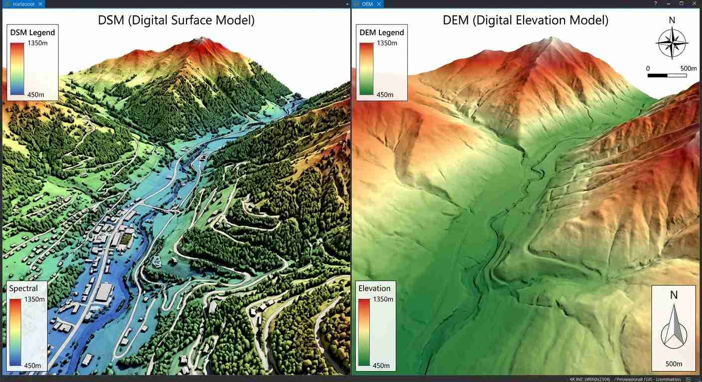 نمایش مقایسه‌ای DSM و DEM