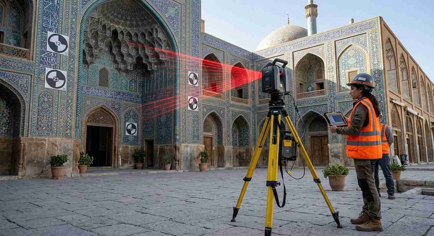 اسکنر لیدار زمینی در حال برداشت