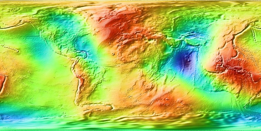 Earth Gravitational Model 2008 (EGM2008) geoid undulations