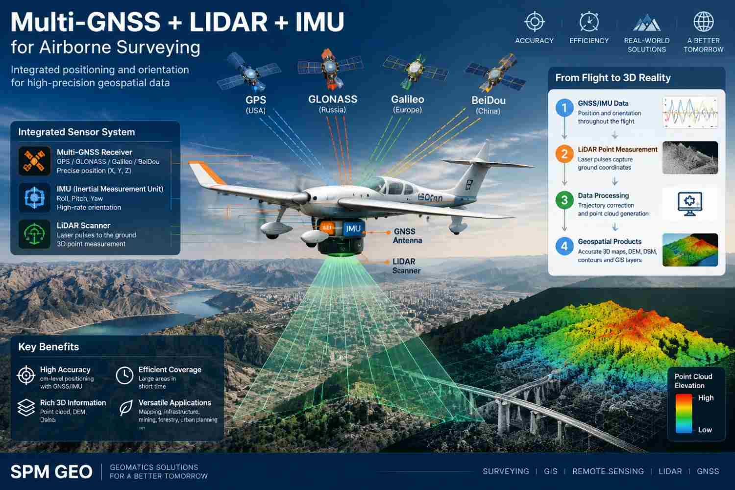 ادغام منظومه‌های GNSS با LiDAR و IMU در سامانه‌های نقشه‌برداری مدرن