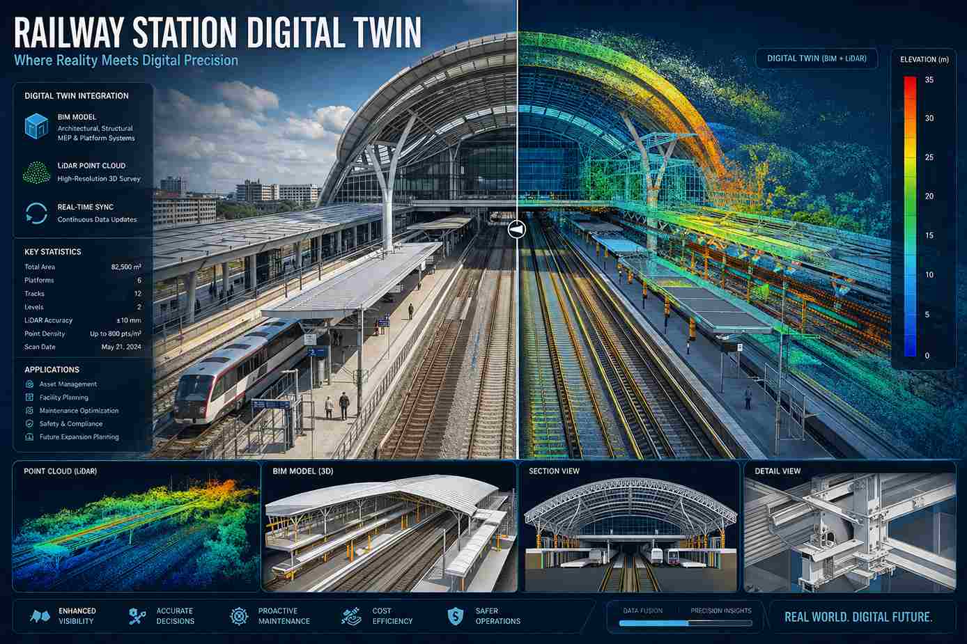 دوقلوی دیجیتال ایستگاه راه آهن با تلفیق BIM و LiDAR