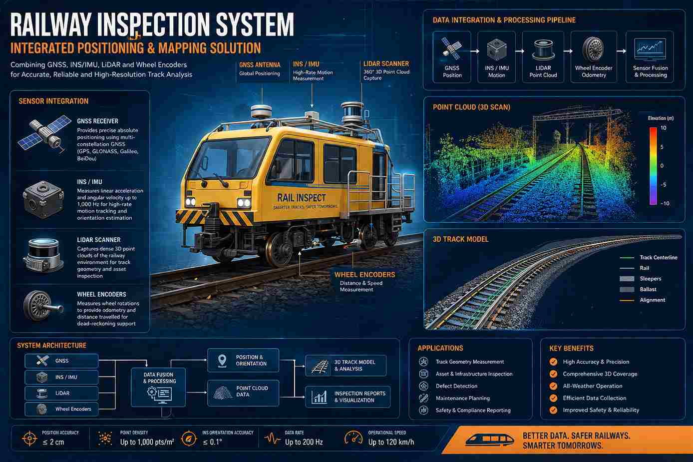 ادغام فناوری های GNSS، INS، LiDAR و Wheel Encoder در نقشه برداری راه آهن